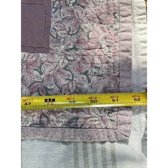 Vintage Handmade Quilt 66x52” Sampler Fan Pattern Purple Blue Coverlet Throw RV - Picture 4 of 16